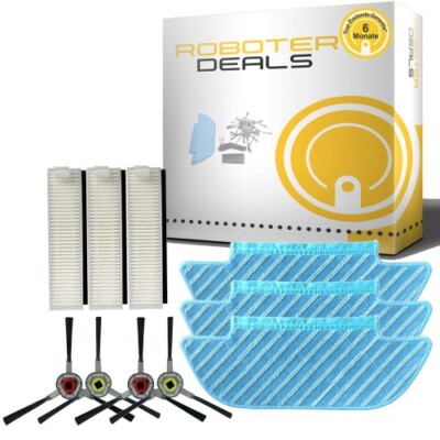 Zubehör Set (Ersatzteile) für Ecovacs Deebot Slim OZMO 10 (3x Pad, 4x Seitenbürs
