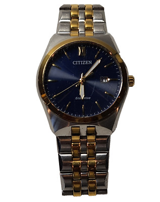 Citizen Corso Eco-Drive Blue Dial Two Tone Stainless Steel Mens Watch BM7334-58L