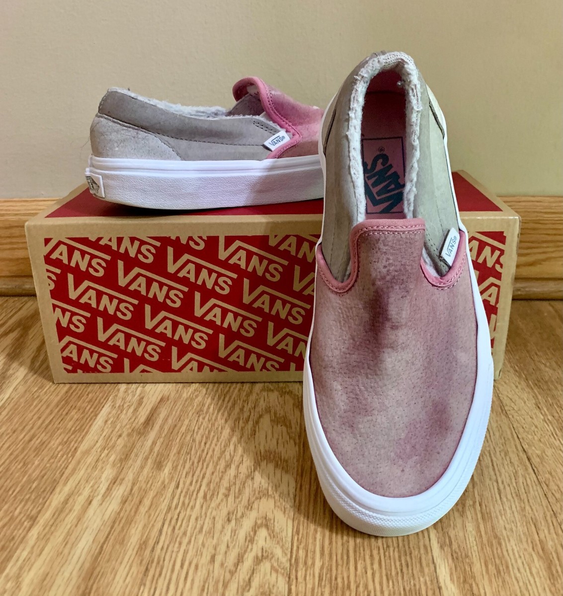 Vans Pig Suede Sherpa Multi Pink Grey Classic Slip-On W M