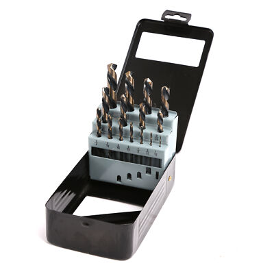 Left Hand Drill Bit Set M2 HSS With Titanium Nitride Coating SAE 1/16''-1/2'' 15pc