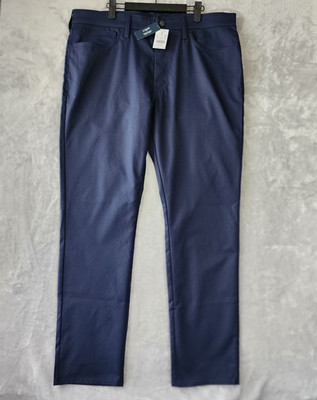 J.Crew Tech Pants Mens Size 36x32 Straight Fit Navy Blue Five Pocket Flex NWT