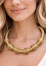 Statement Damenkette Modeschmuck Spiral  Halskette Collier Goldfarbig
