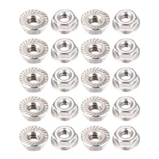 #10-24 Sawed Hex Flange with Locking Nuts, 304 Stainless Steel, 20pcs