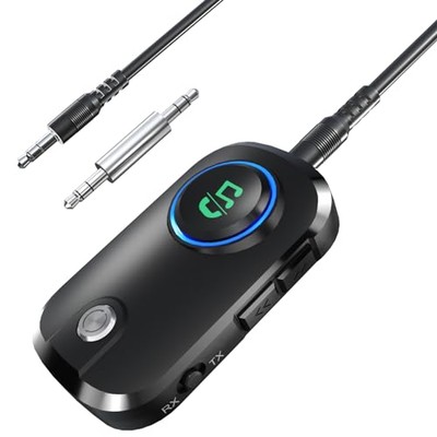 Ewin Bluetooth 5.3 Transmitter Receiver 3.5mm 19 Hours Playback 2 Devices