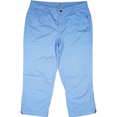 Basler 44 Bermuda hell blau Damen Stretch 3/4 Hose Capri Short Straight Zip W34