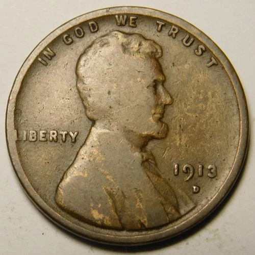 1913 D Lincoln Wheat Cent Penny G-VG  "Actual Coin Pictured"