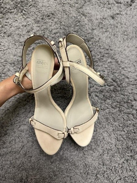 Women Armani Collezioni Heels Beige Nubuck 37.5 #54KM