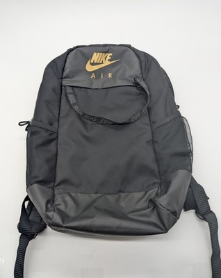 Nike Essential Air Logo Backpack CW9269-010 Metallic Gold Black School Athletic