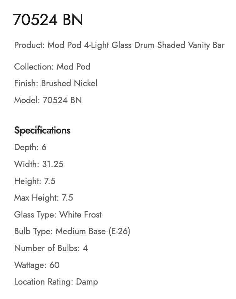 Trans Globe Mod Pod 4-Light Glass Drum Shaded Vanity Bar 70524-BN NEW OPEN BOX - Image 2 of 4