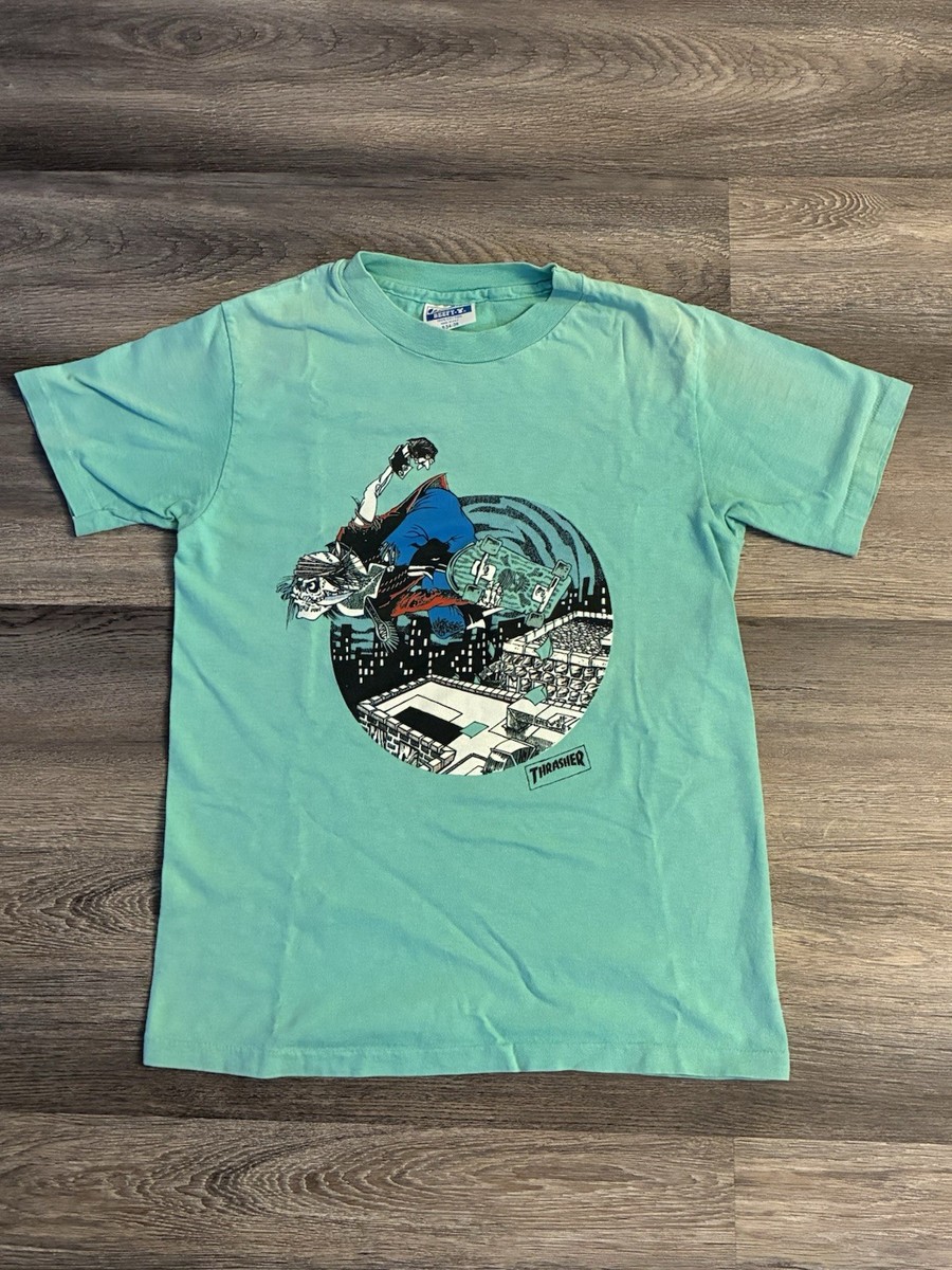 Rare Vintage Thrasher Skateboard Magazine Shirt, Small, Skeleton