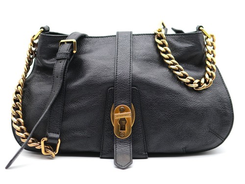 BURBERRY Chain Shoulder Bag Leather Authentic