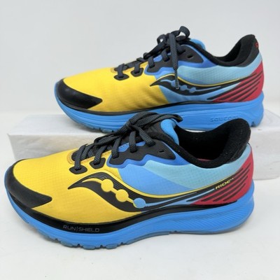 Saucony Ride 14 Runshield Solar Chill Womens 7.5 Blue Yellow Running Shoes