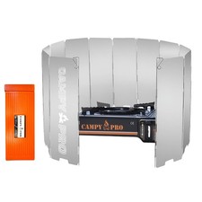 Silver Camping Stove Windscreen, 12-Plates Premium Aluminum Wind Guard Shield...