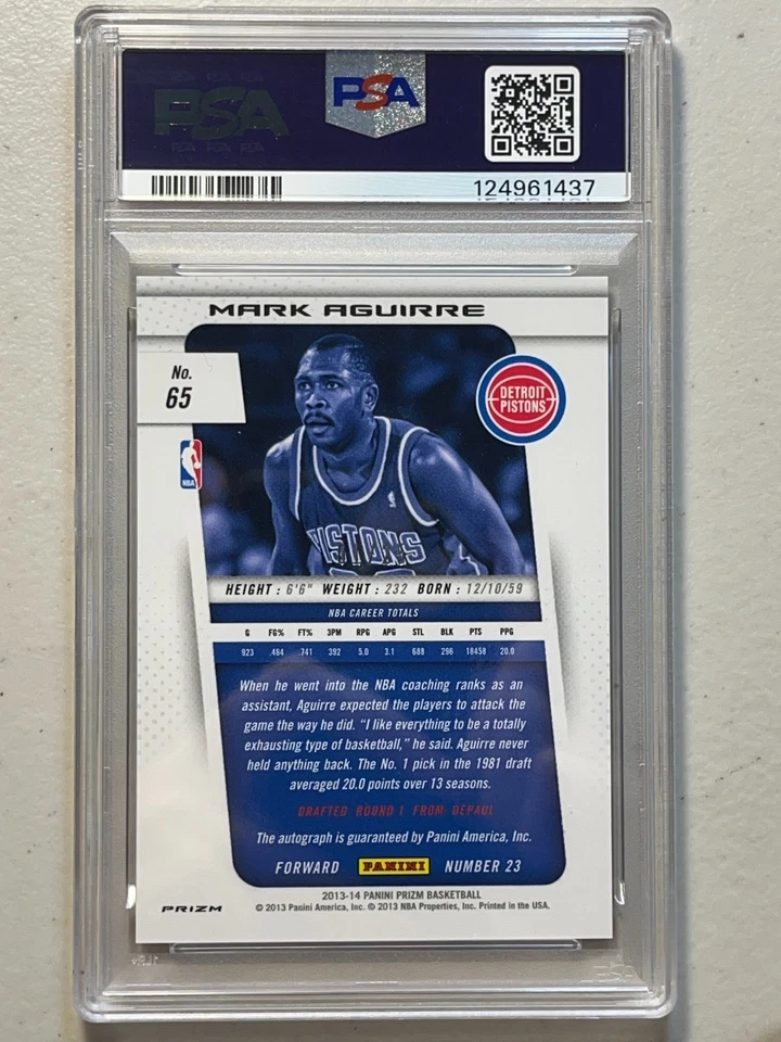 Mark Aguirre PSA 10 2013-14 Panini Prizm /25 Silver Auto Autograph #65 Pop 2 - Image 2 of 4