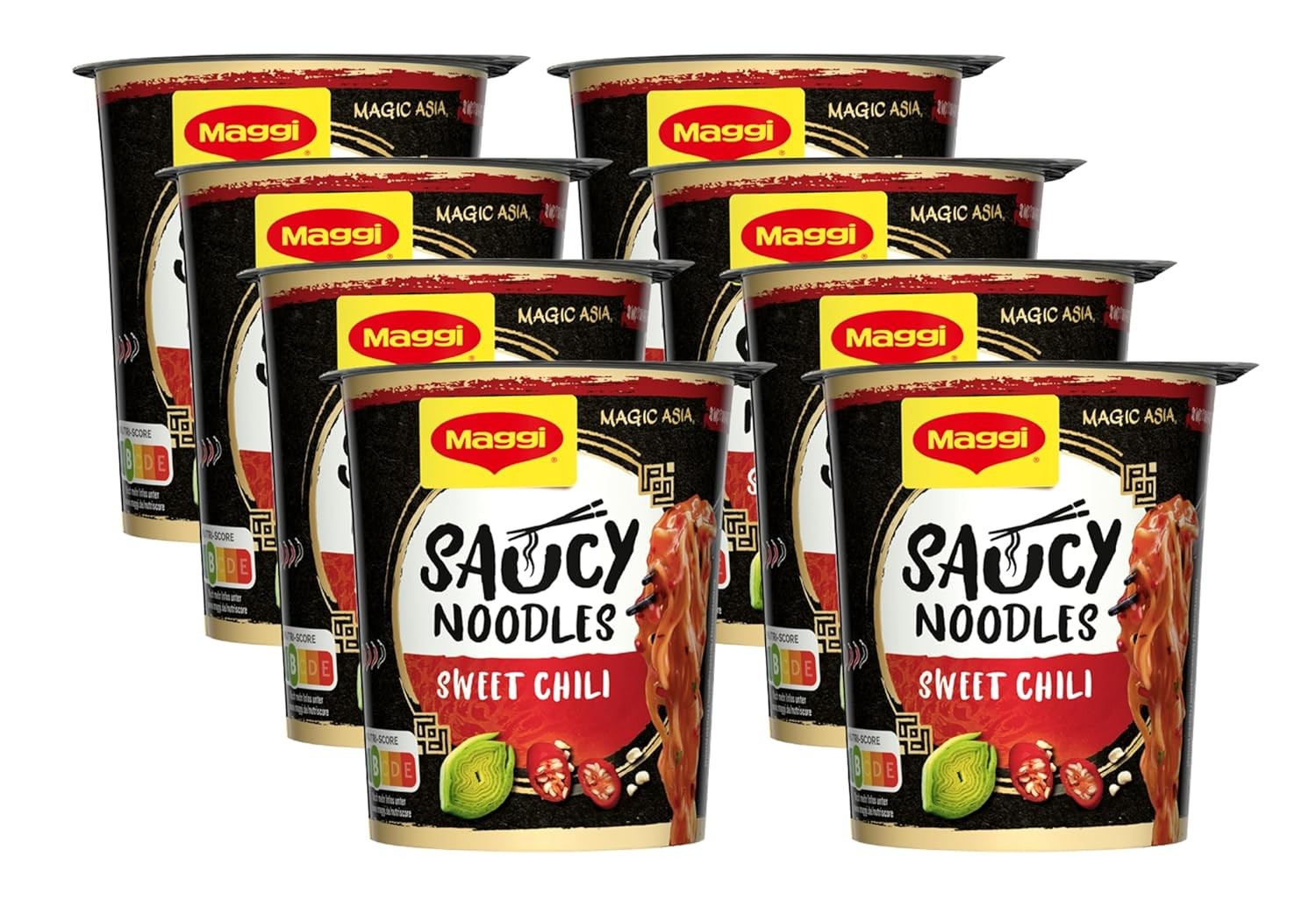 Maggi Magic Asia Saucy Noodles Sweet Chili, 8er Pack (8x75g) Fertigmahlzeit