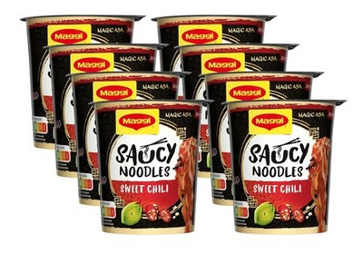 Maggi Magic Asia Saucy Noodles Sweet Chili, 8er Pack (8x75g) Fertigmahlzeit