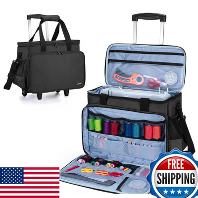 Luxja Sewing Machine Case Detachable Dolly And Removable Bottom Pad Rolling
