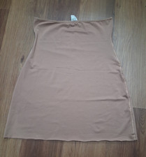 Women s Beige Solid Full Slip Size M Regular Polyester/Elastane Stretch