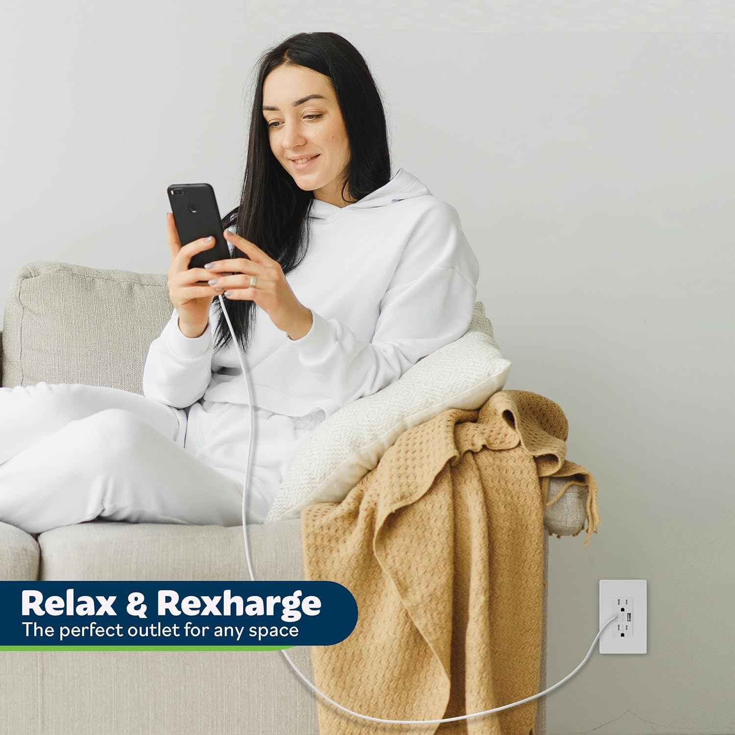 USB Outlet, Type C & Type a USB Wall Outlet, 15 Amp Tamper Resistant Receptacle