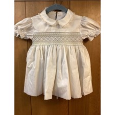 Vintage Little Toddler Girls Smocked White Dress Party Church SEE MEASUREMENTS