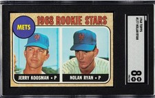 1968 TOPPS NO. 177 NOLAN RYAN RC SGC 8 NEAR MINT/MINT PACK FRESH