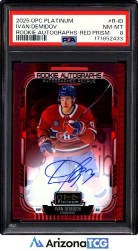 2025 Ivan Demidov O-Pee-Chee Platinum Red Prism Rookie Auto 7/35 R-ID PSA 8