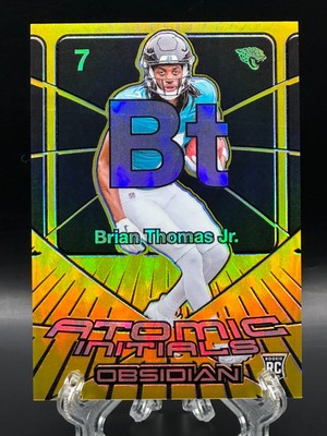 Brian Thomas Jr. 2024 Panini Obsidian Atomic Initials Rookie Gold /10 RC #20