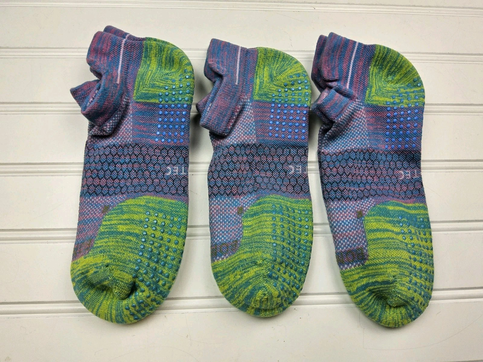 Bombas Hex Tec Grip Grippers Space Dye Ankle Socks Lot Of 3 Pairs Size L