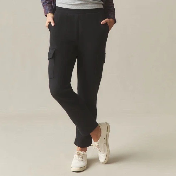 American Giant Cargo Straight Sweatpant Womens Medium Black Cotton Elastic Waist