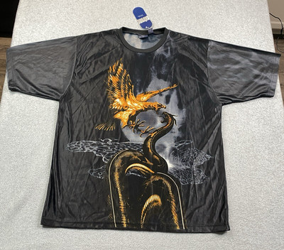NEW Extreme Limit Shirt Mens XL Japanamation Eagle Snake Fight Black Y2K NWT