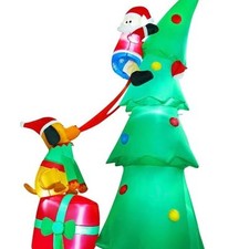 7.2FT Christmas Inflatable Tree with Santa Claus and Dog, Lighted Blow Up Holida
