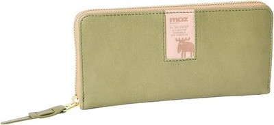 moz 86092 Genuine Leather Wallet Round Zipper Thin Sweden Elk Women green