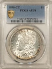 1890-CC $1 MORGAN DOLLAR, PCGS AU-58 PQ & LOOKS FULLY UNCIRCULATED, CARSON CITY!