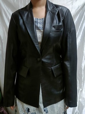 CELEBRITY New Women's Black Leather Blazer Pure Lambskin Slim Fit Coat Blazer
