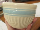 Vintage Hull Ware Aqua Blue Stripe Bowl A1-5 1/2"  Vertical Ribbed 1930’s