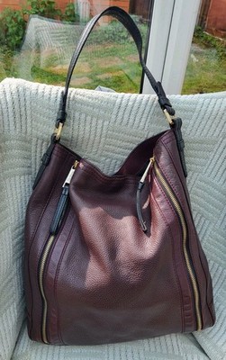 Autograph by M&S Large Burgundy Echtleder Hobo Tote Schultertasche Handtasche 