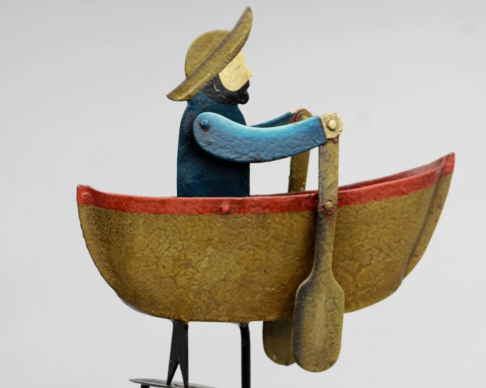 SCHAUKELFIGUR SEEMANN Ruderboot Balancefigur Metall Pendelfigur Wippfigur 46cm - Bild 2 von 4