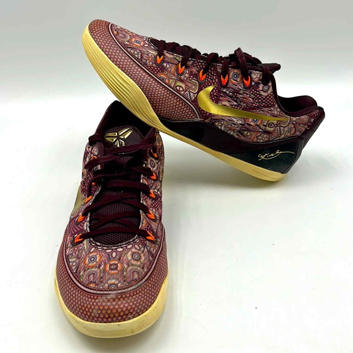 NIKE KOBE IX 9 EM SILK MENS SIZE 9.5 ATHLETIC SHOES GOLD PURPLE | eBay 