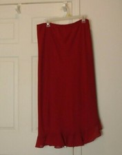 Vintage 80s Red High Waist Full Skirt Summer Outfit sz 16 made in usa