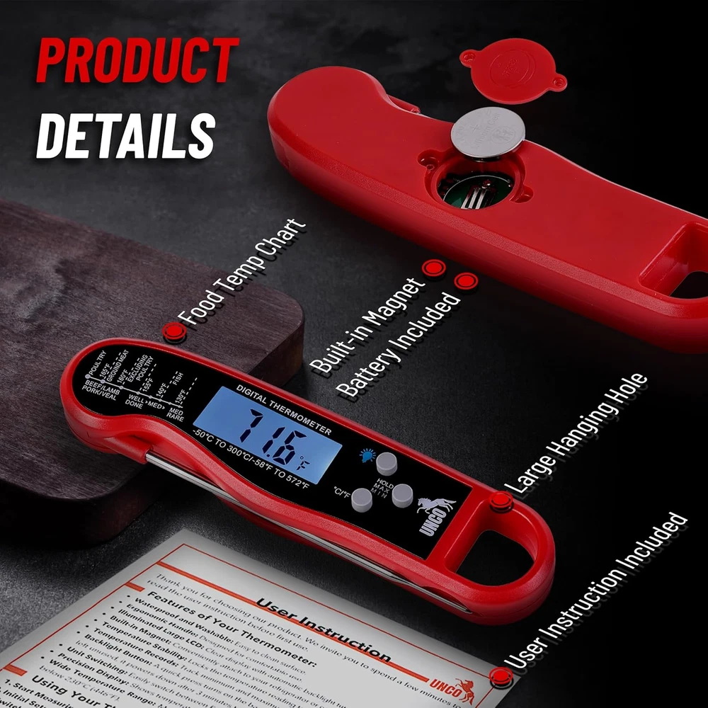 - Meat Thermometer Digital, Waterproof Digital Food Thermometer for Cooking and