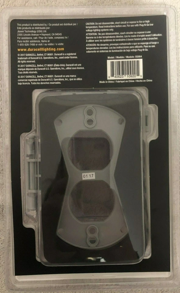 DURACELL PLUG-N-GO BAJO VOLTAJE LOCAMOS CUBIERTA DE PLÁSTICO CUBIERTA DE SALIDA EXTERIOR Foto 2 de 2