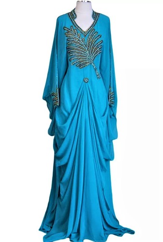 Saldi Marocchino Dubai Caftani Abaya Abito Molto Decorato Abito Lungo Ms  -101 | eBay