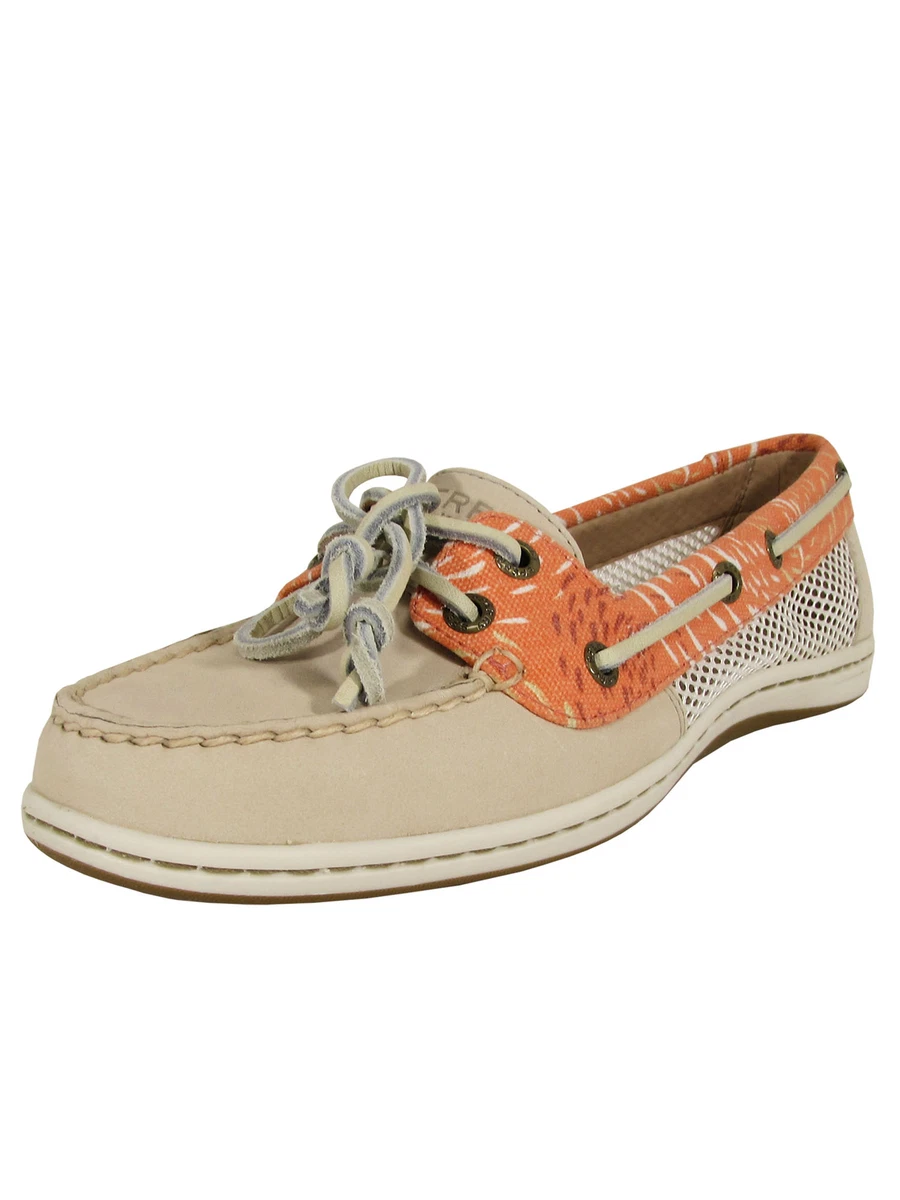 Sperry Womens Firefish Lace Up Moc Toe Boat Shoe Fish Circle Ivory US 7.5