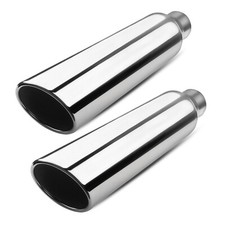 Pair Stainless Steel Exhaust Tip 2.5 Inlet 4 Outlet 17 Long Tailpipe Polished