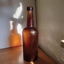 IRON PONTIL DR.GREEN'S POLEISH BITTERS SCARCE 1850s AMBER CYLINDER BOTTLE