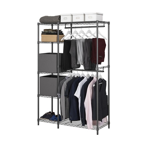 Grey 5 Tier Garment Rack/Wardrobe 1818mm H x 1203mm W x 457mm D - Picture 1 of 2