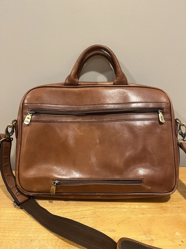 Maletín Mancini de cuero con doble compartimento para hombre - marrón Foto 3 de 4