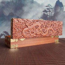 Old Maidu Dragon Sculpture Wood Box for 1000pcs China Yellow Dragon Paper Note