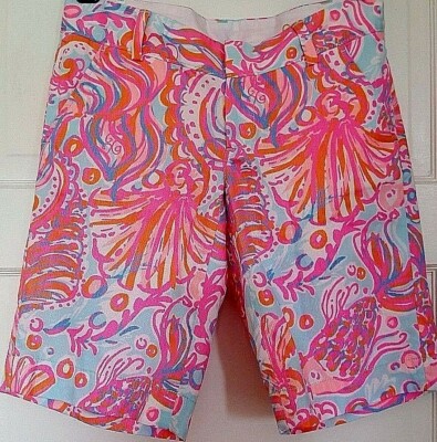 Lilly Pulitzer CHIPPER SHORTS Pink Pout Too much bubbly  COTTON size 0 XS