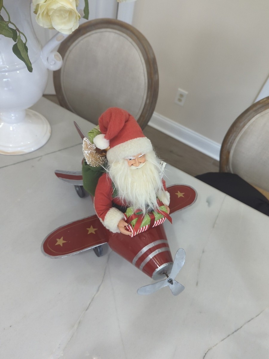 Xmas Santa On A AirPlane Red Indoor Festive Decoration Wheels Bottle Brush Tree | eBay Xmas Santa On A AirPlane Red Indoor Festive Decoration Wheels Bottle Brush Tree | eBay